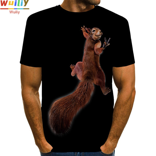 Unisex Squirrel 3D Print Shirt Animal Graphic Tees Men/Women Cute Pet T-shirts