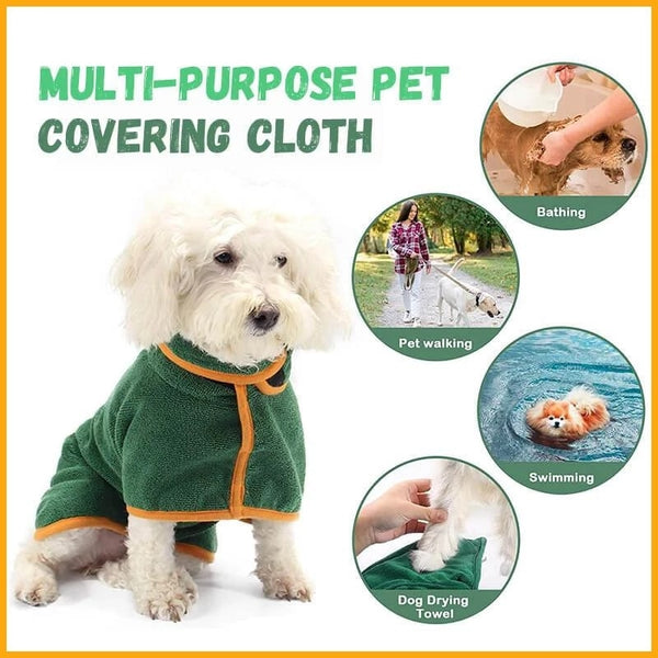 Dog Bathrobe Pet Drying Coat Clothes Microfiber Absorbent Beach Towel for Large Medium Small Dogs Cats Fast Dry Dog Accessories