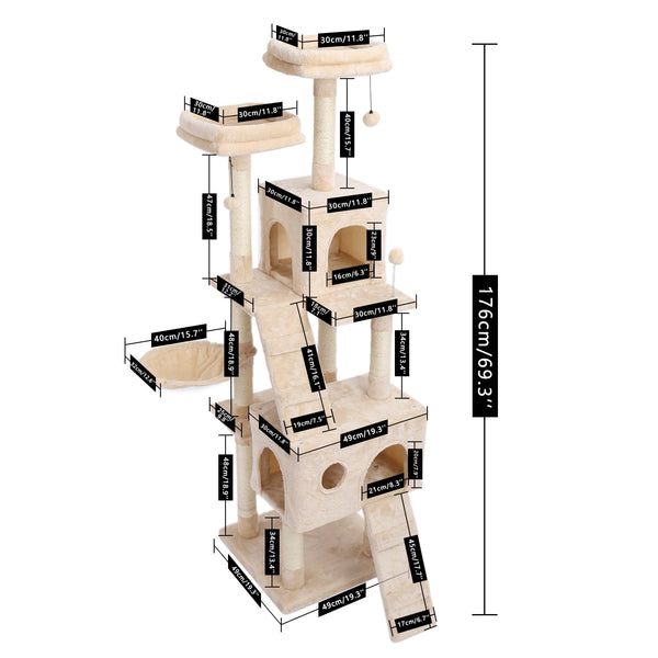 Pet Multifunctional Chair Creative Cube House with Scratching Removable Pad Cushions Pet Activity Cat Tree with Ball