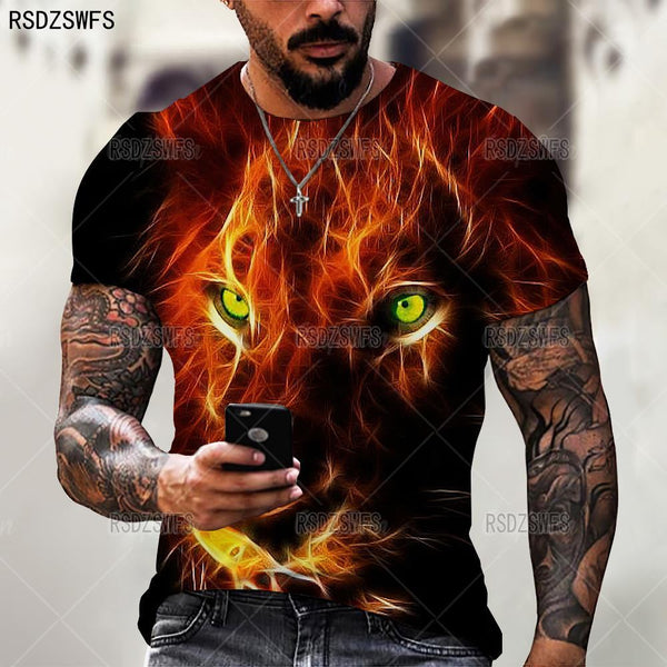 Men's Animal T-Shirts Casual O-Neck Short Sleeve Streetwear