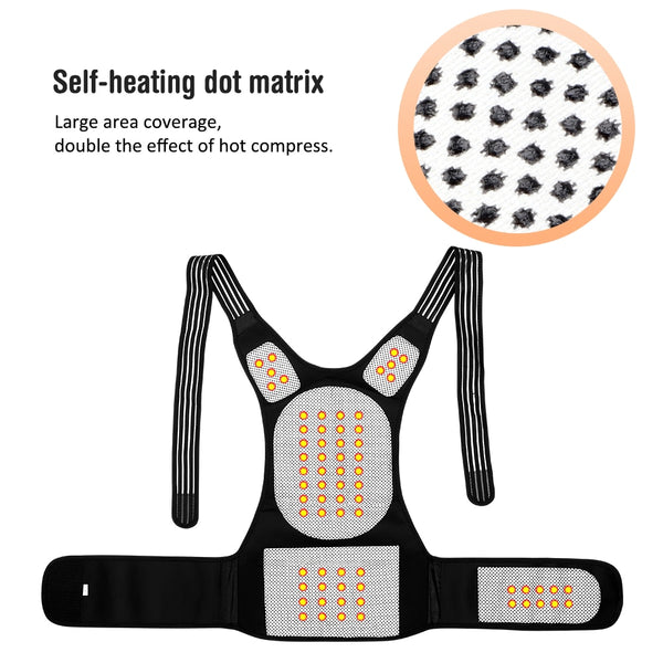 68 piece Magnet Tourmaline Self-heating Therapy Waist Back Shoulder Posture Corrector Spine Back Support Belt free Neck Brace