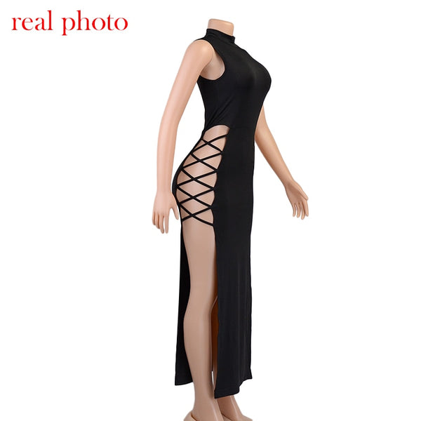 Elegant Black Sleeveless Dress for Women Club Or Party Backless