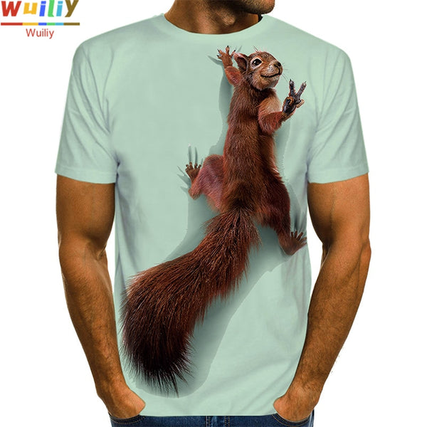 Unisex Squirrel 3D Print Shirt Animal Graphic Tees Men/Women Cute Pet T-shirts