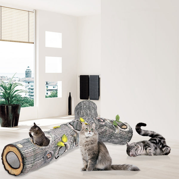 Cat Play Tubes 3 Holes Collapsible Kitten Interactive Tube