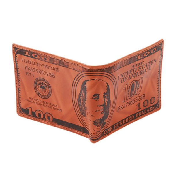 Men's Wallets With 100 US Dollar Pattern Leather Photo Card Holder Large Capacity Wallet