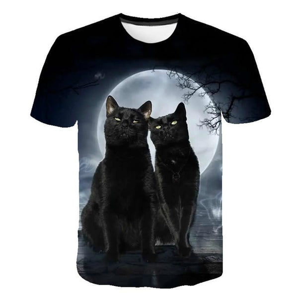 Fashion men's and women's T-shirt 3d cat print shirt men's and women's short-sleeved tops