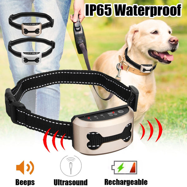 Pet Dog Anti Bark Guard Waterproof Auto Anti Humane Bark Collar Stop Dog Barking Rechargeable Shock Safe USB Electric Ultrasonic