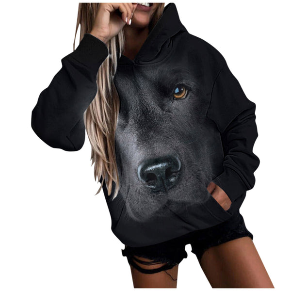 Streetwear Hoodie Female Kawaii Cat 3d Print Sweatshirt Thicken Long Sleeve Pocket Sweater Comfy O Collared Tops