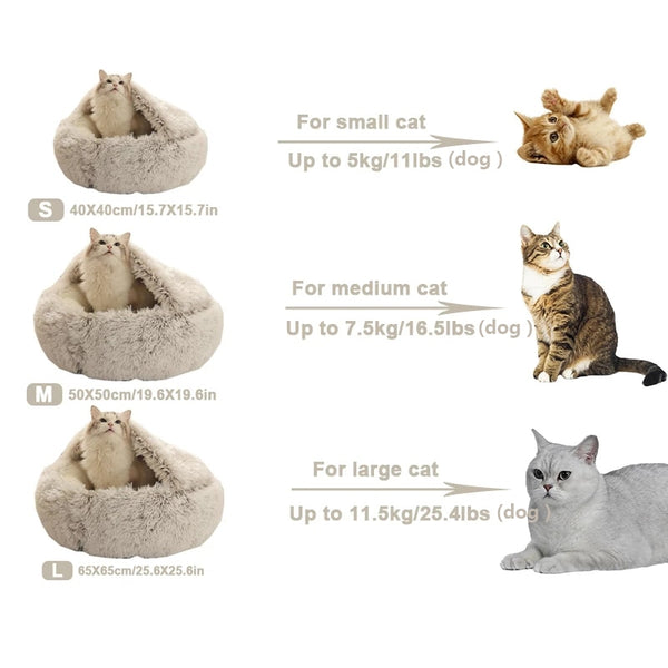 Cat Bed Round Plush Warm Cats Nest