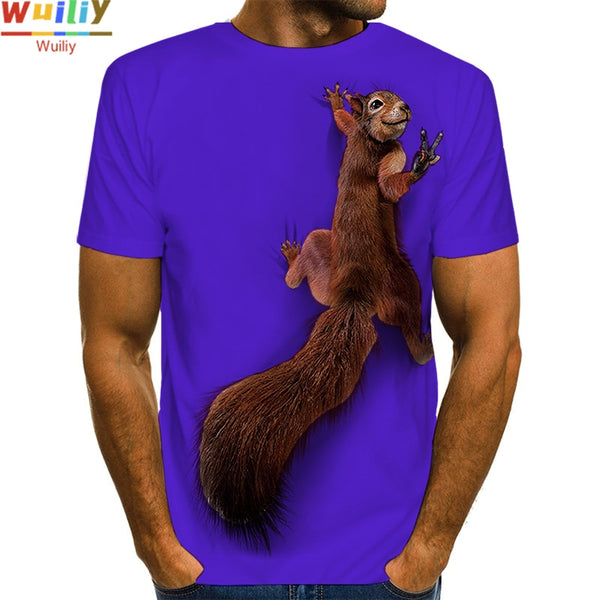 Unisex Squirrel 3D Print Shirt Animal Graphic Tees Men/Women Cute Pet T-shirts