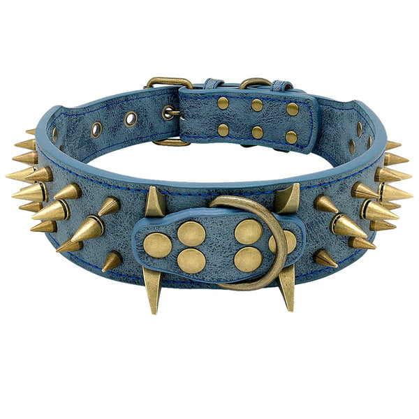 Spiked Collar for Large Dogs Leather Pet Collar