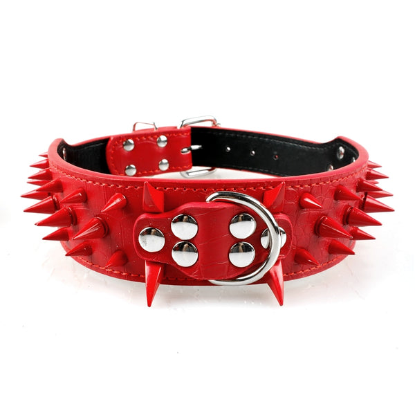 Spiked Collar for Large Dogs Leather Pet Collar