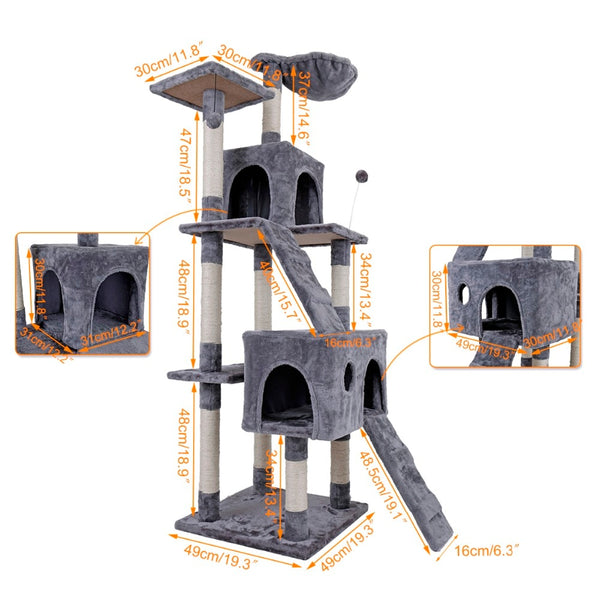 Pet Multifunctional Chair Creative Cube House with Scratching Removable Pad Cushions Pet Activity Cat Tree with Ball