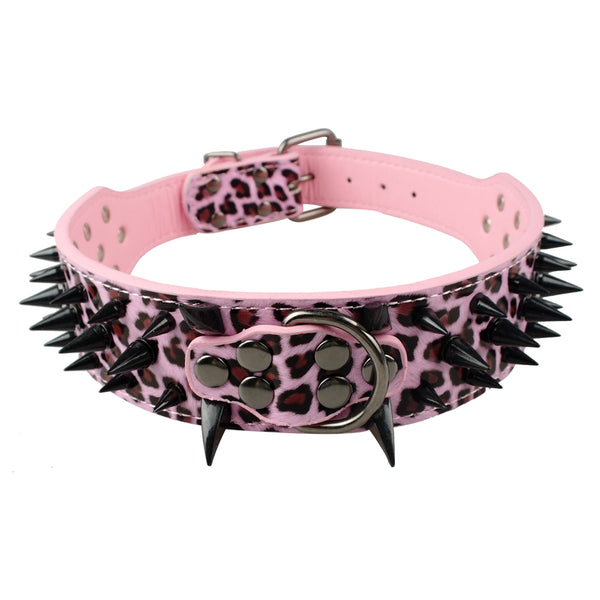 Spiked Collar for Large Dogs Leather Pet Collar