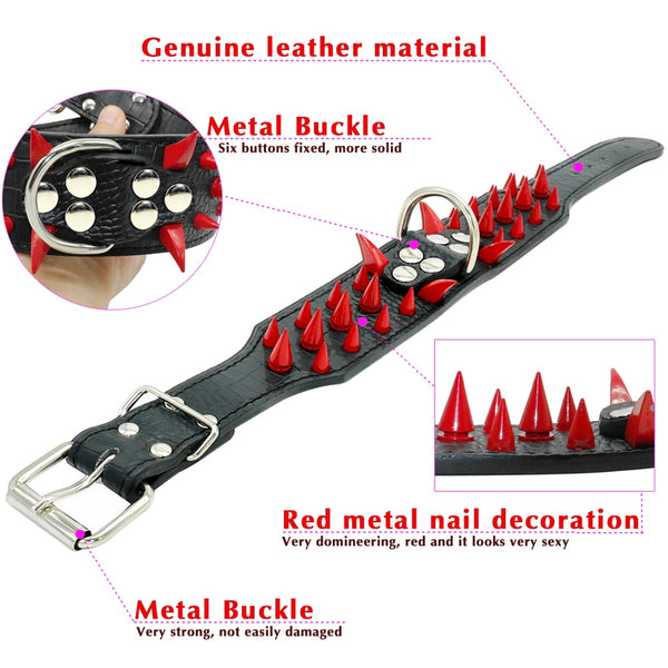 Spiked Collar for Large Dogs Leather Pet Collar