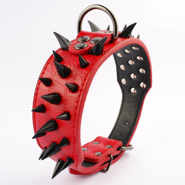 Spiked Collar for Large Dogs Leather Pet Collar