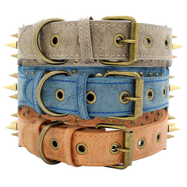 Spiked Collar for Large Dogs Leather Pet Collar