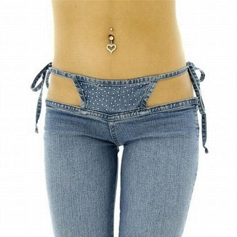 Women's Slim Ultra Waist Bikini Jeans Fashion Drawstring Trousers Comfortable Flares Pants