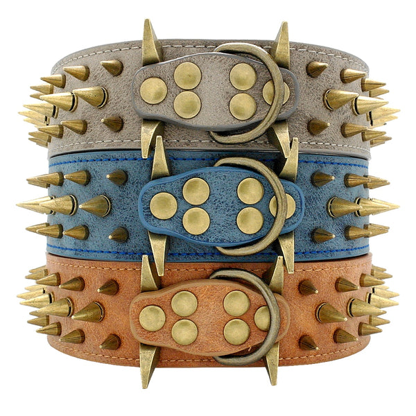 Spiked Collar for Large Dogs Leather Pet Collar