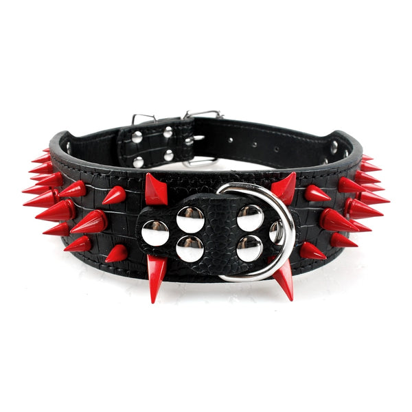 Spiked Collar for Large Dogs Leather Pet Collar