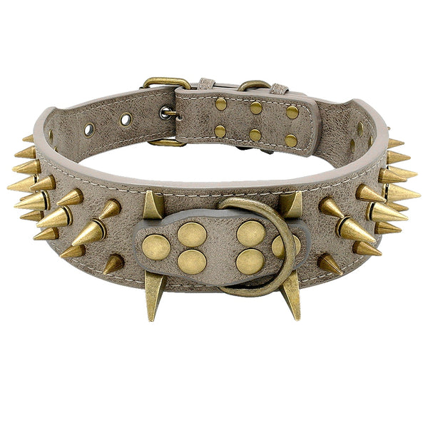 Spiked Collar for Large Dogs Leather Pet Collar