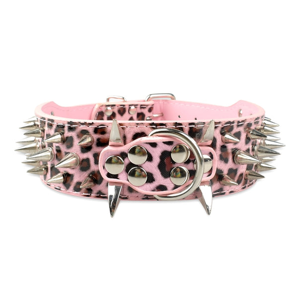 Spiked Collar for Large Dogs Leather Pet Collar