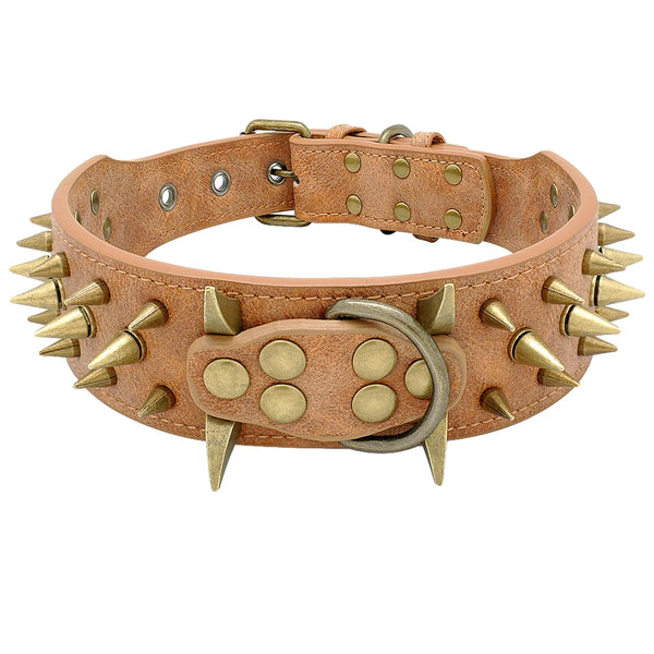 Spiked Collar for Large Dogs Leather Pet Collar