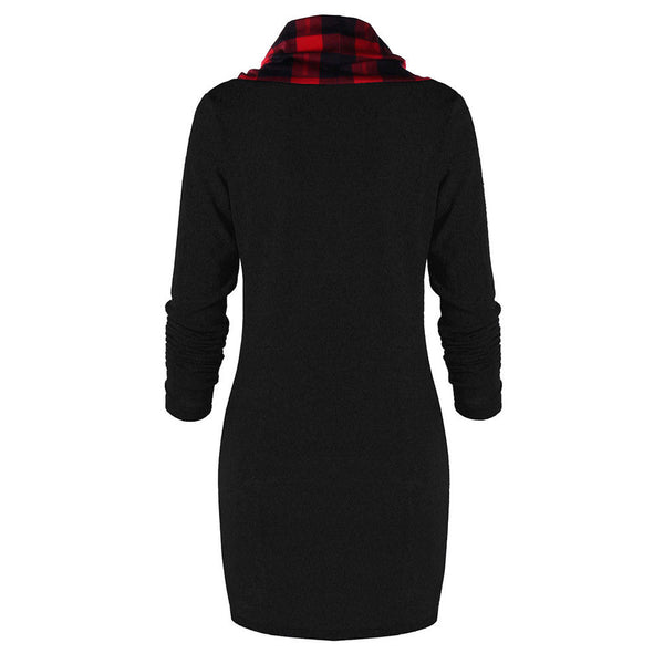 Women's Long Sleeve Turtle Neck Jumper Sweatshirt Dress Casual