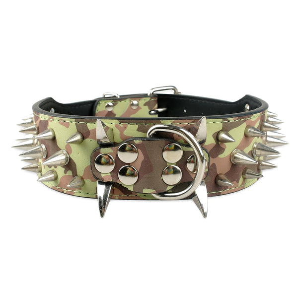 Spiked Collar for Large Dogs Leather Pet Collar