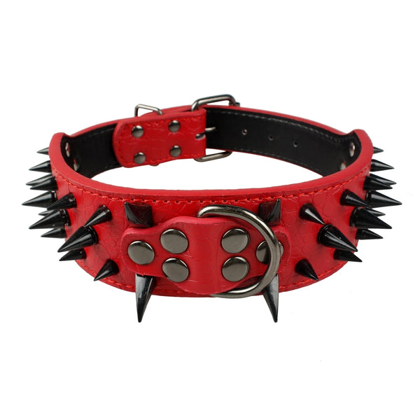 Spiked Collar for Large Dogs Leather Pet Collar