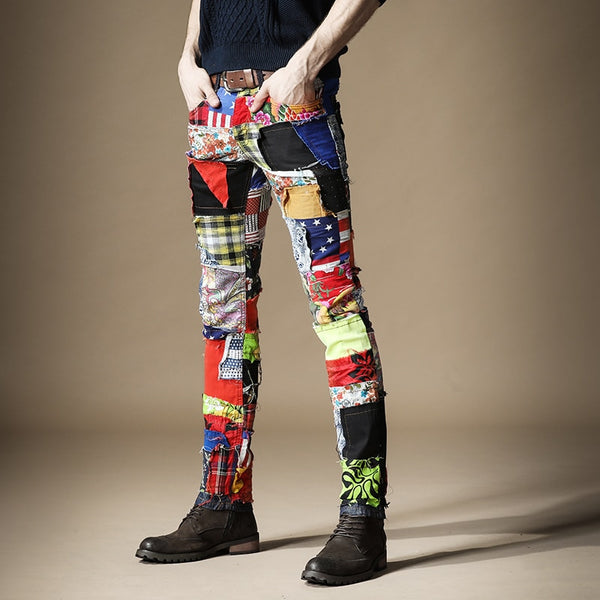 Colorful Jeans for Men Denim Pants Patch Jeans Slim Fit Designer Jeans