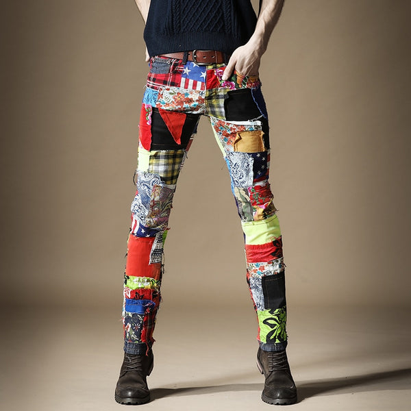 Colorful Jeans for Men Denim Pants Patch Jeans Slim Fit Designer Jeans