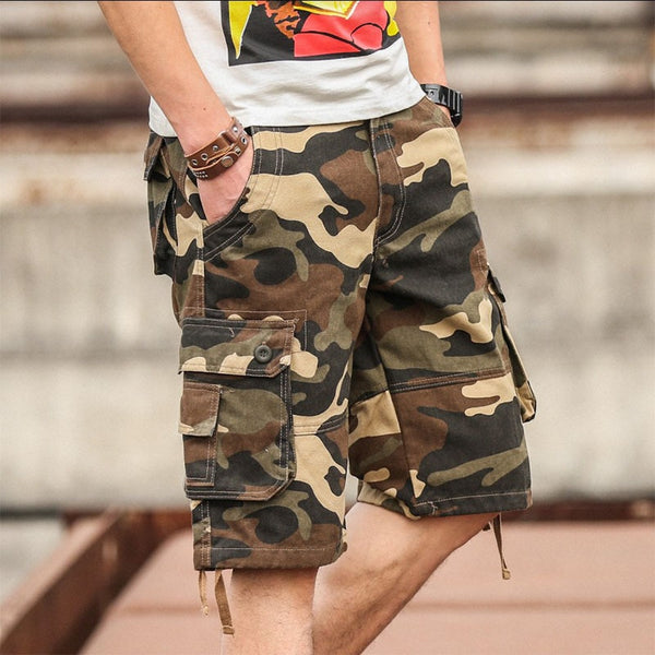 Camouflage Camo Cargo Shorts for Men Casual Cotton Multi-Pocket Loose Shorts Army Military Tactical Shorts