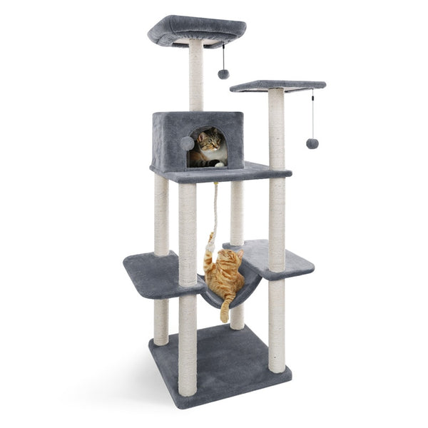 Pet Multifunctional Chair Creative Cube House with Scratching Removable Pad Cushions Pet Activity Cat Tree with Ball