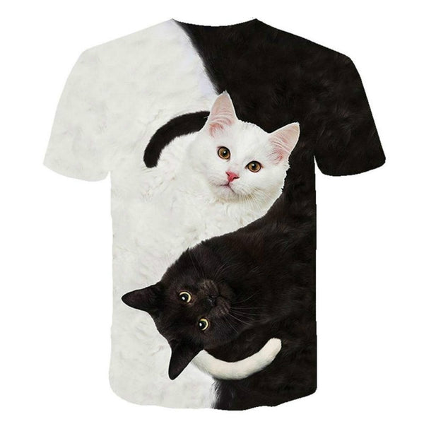 Fashion men's and women's T-shirt 3d cat print shirt men's and women's short-sleeved tops