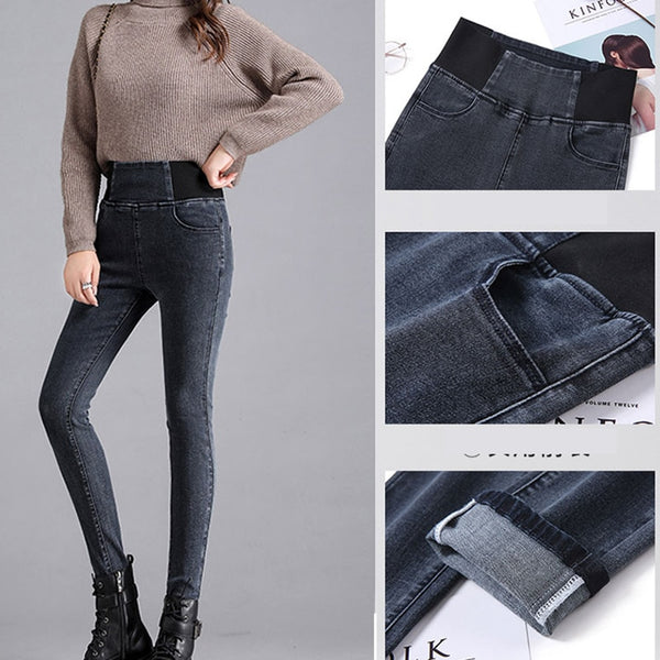 Elastic High Waist Skinny Jeans For Women Stretch Denim Pants