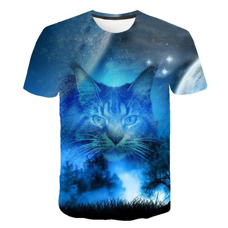 Fashion men's and women's T-shirt 3d cat print shirt men's and women's short-sleeved tops