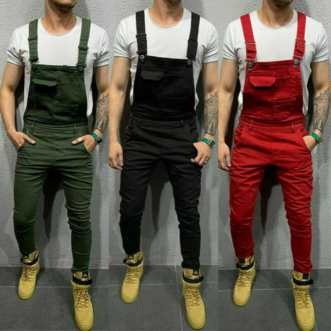 Men's Denim Jeans Overalls Dungarees Bib Jumpsuits Pants Playsuit