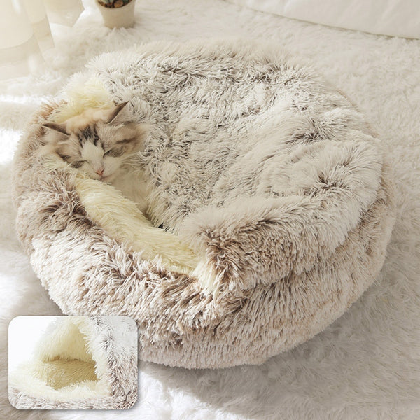 Cat Bed Round Plush Warm Cats Nest