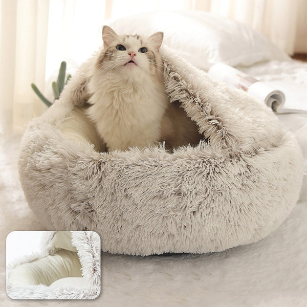 Cat Bed Round Plush Warm Cats Nest