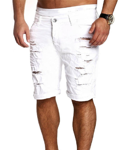 Men's Denim Chino Fashion Shorts Washed Denim Skinny Ripped Jeans