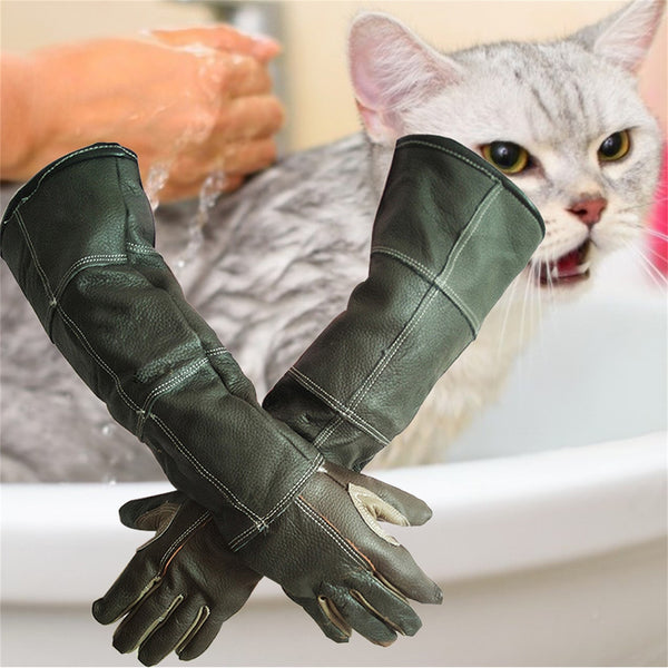 Cowhide Leather Anti-grasping Anti Bite Protective Gloves Cat Dog Gardening Work Gloves Pets Training Handling Gloves