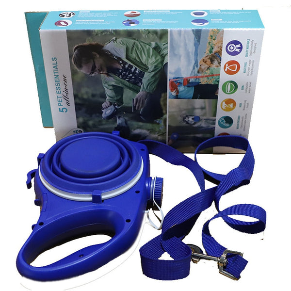 3 IN 1 Dog Leash Lightweight Retractive Leash with Folding Bowl and Bottle for Dogs