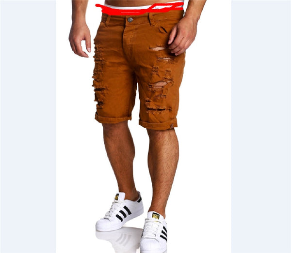 Men's Denim Chino Fashion Shorts Washed Denim Skinny Ripped Jeans