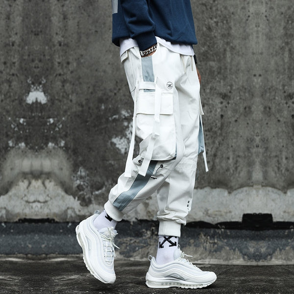 Men's Cargo Pants Hip-Hop Loose Stitching Male Streetwear Trousers Harajuku Multi-pocket Contrast Joggers Full Length Pants