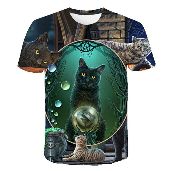 Fashion men's and women's T-shirt 3d cat print shirt men's and women's short-sleeved tops