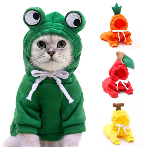 Warm Cat Clothes,Cute Fruit Cat Coat Hoodies Fleece Dog Cat Costume Jacket for Small Medium or Large Cat