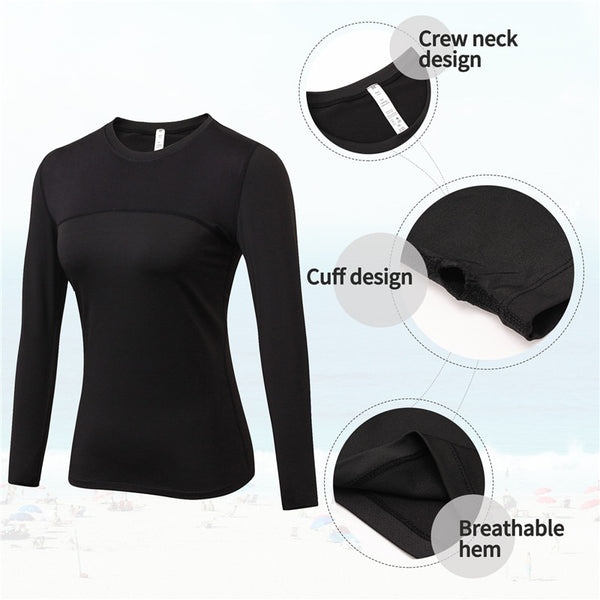 Long Sleeve T-shir Women's Yoga Gym Compression Tights Sportswear Fitness Quick Dry Running Tops Body Shaper Tee