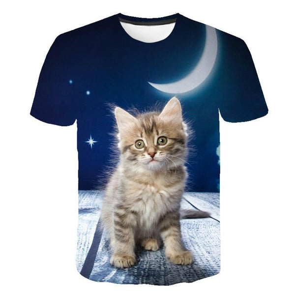 Fashion men's and women's T-shirt 3d cat print shirt men's and women's short-sleeved tops