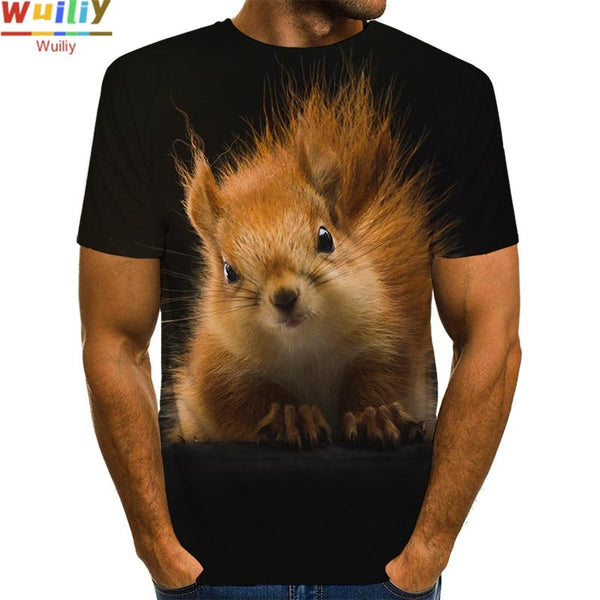 Unisex Squirrel 3D Print Shirt Animal Graphic Tees Men/Women Cute Pet T-shirts